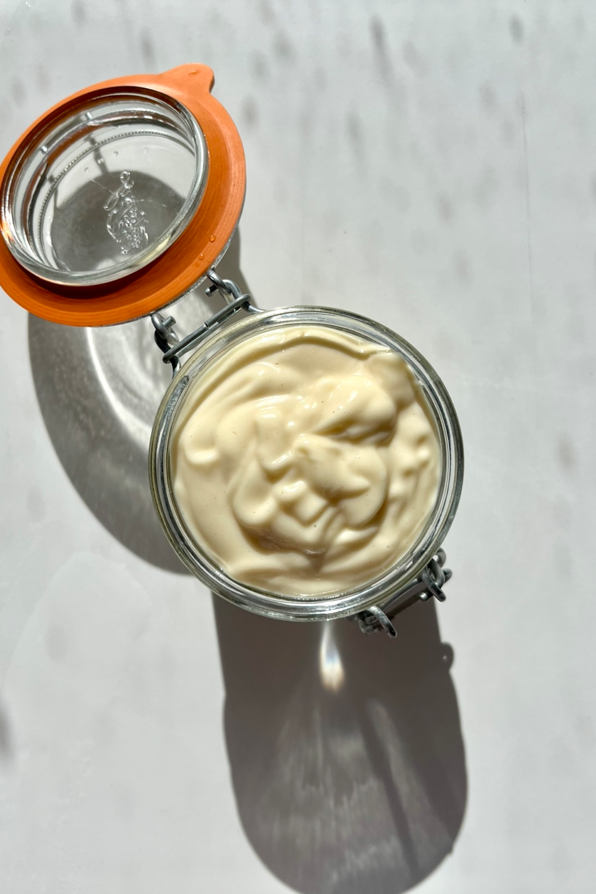 Open jar of kewpie mayo.