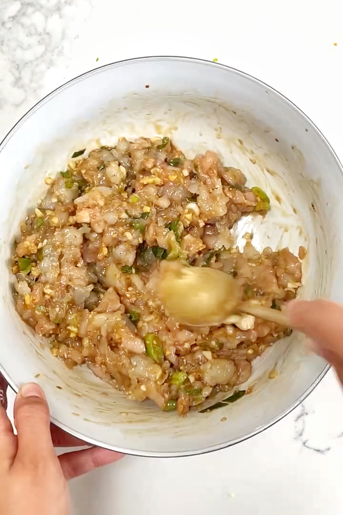 Chicken and prawn filling for dumplings