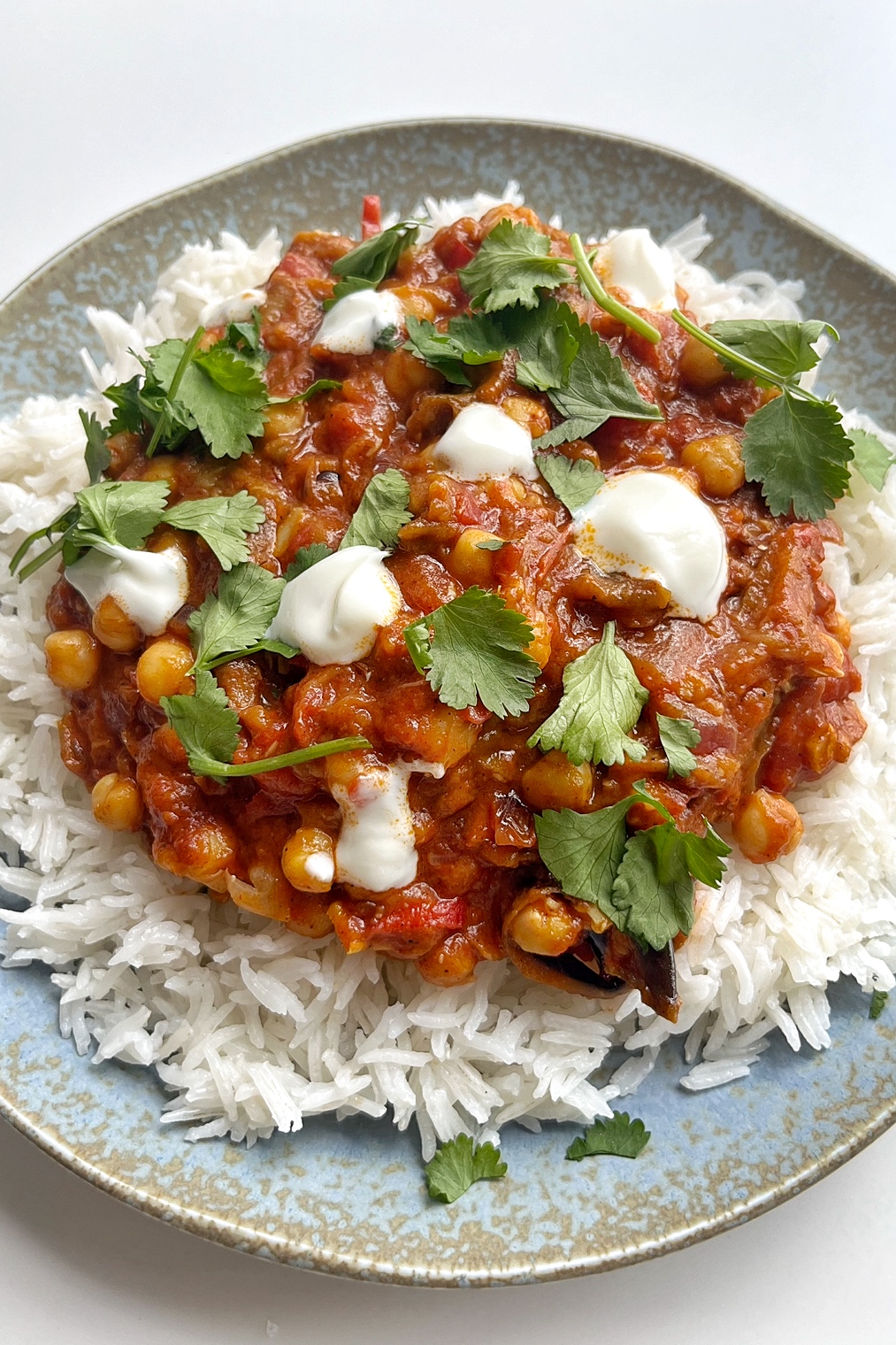 Aubergine and chickpea curry.