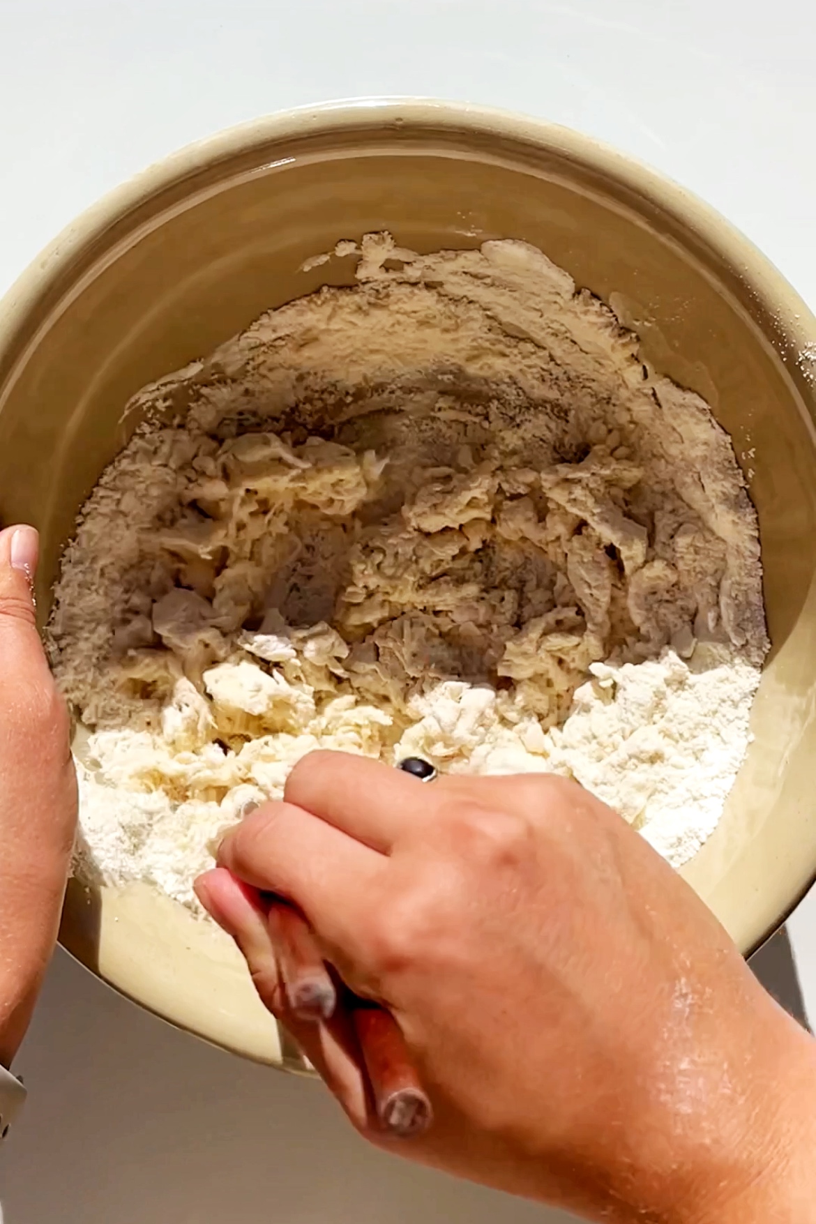 Making smash gyoza dough.