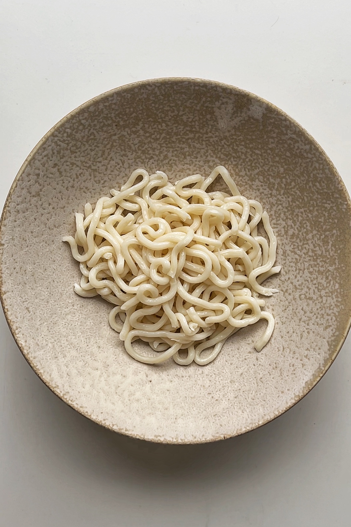 Udon noodles in bowl. 