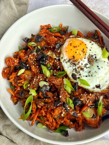 Bulgogi Fried Rice with Kimchi and Beef.