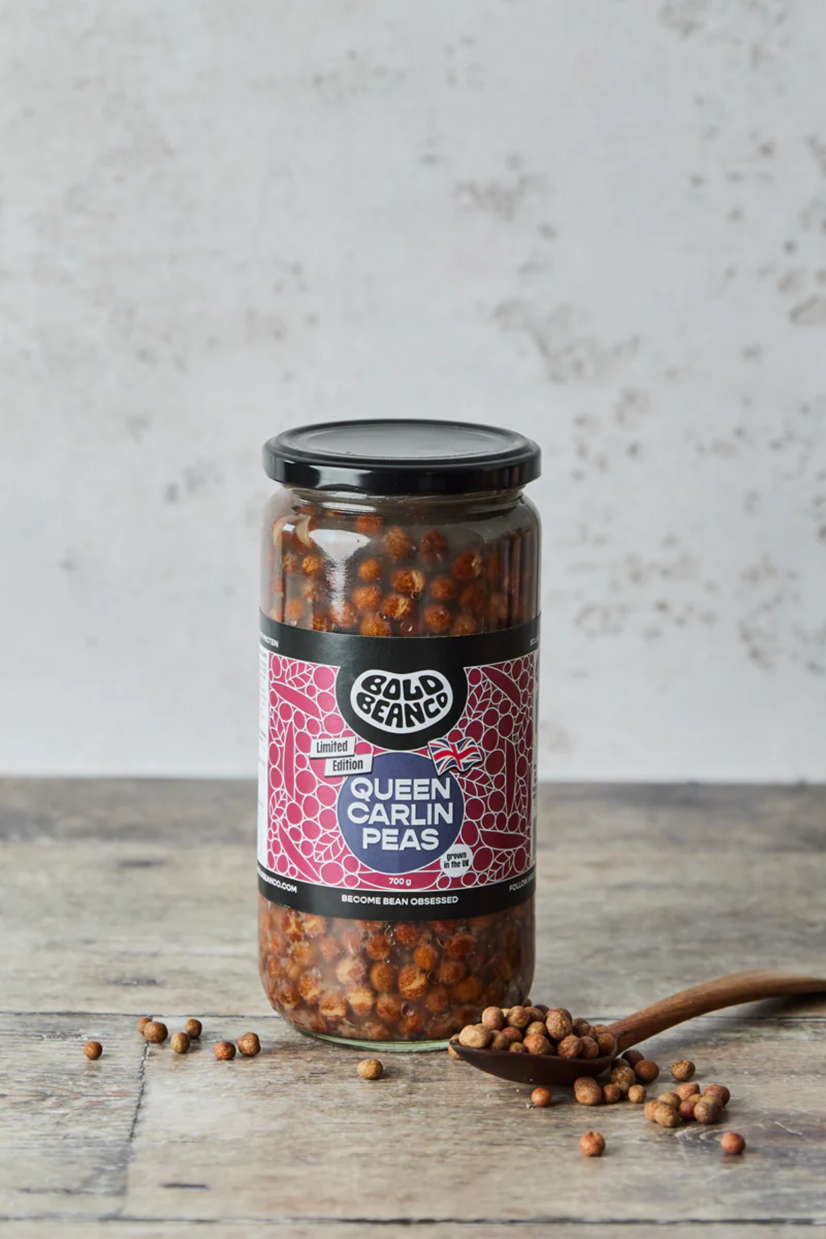 Carlin peas in a bold bean company jar.