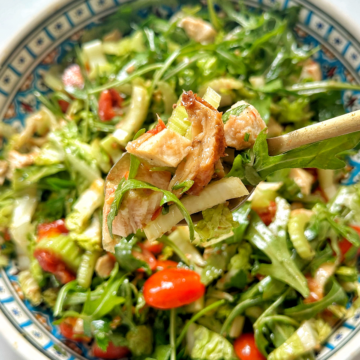 Close up of a no-mayo chicken salad.