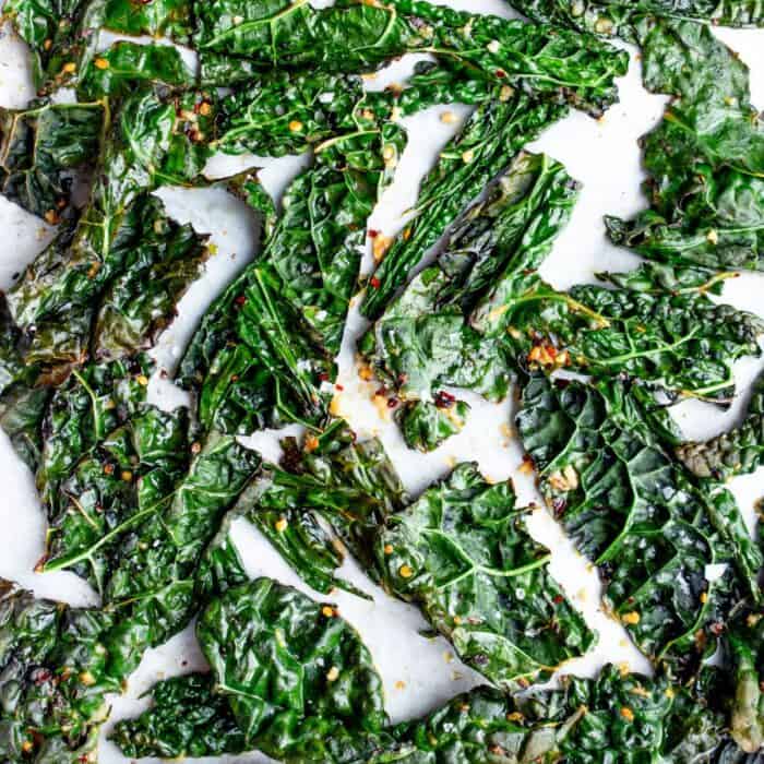 Crispy cavolo nero on a white background.