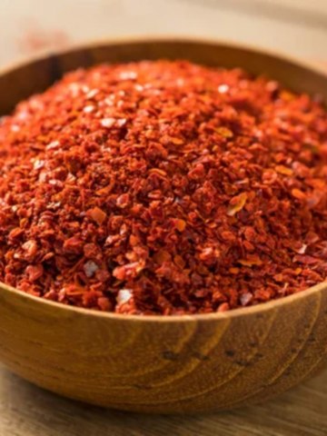 Bowl full of chilli flakes.