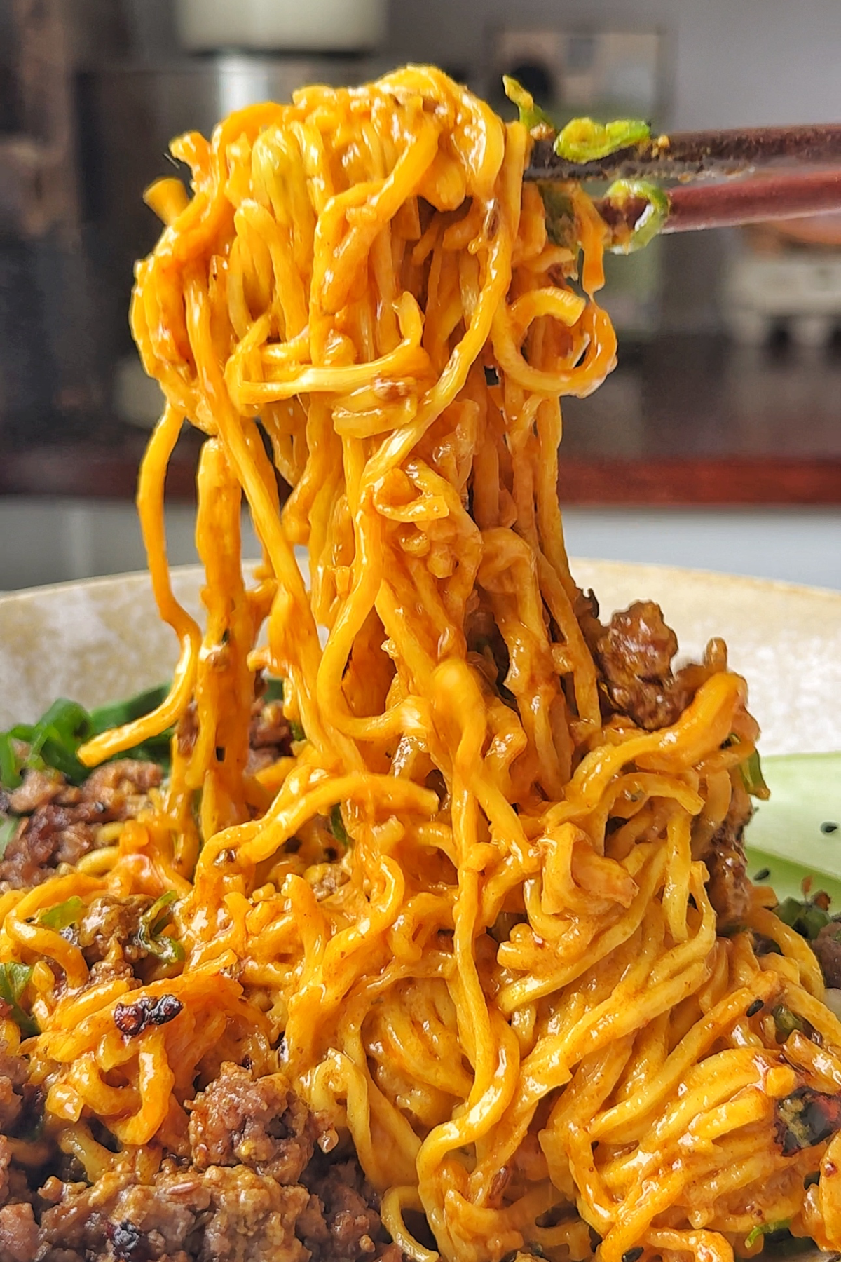 pulling curry noodles.