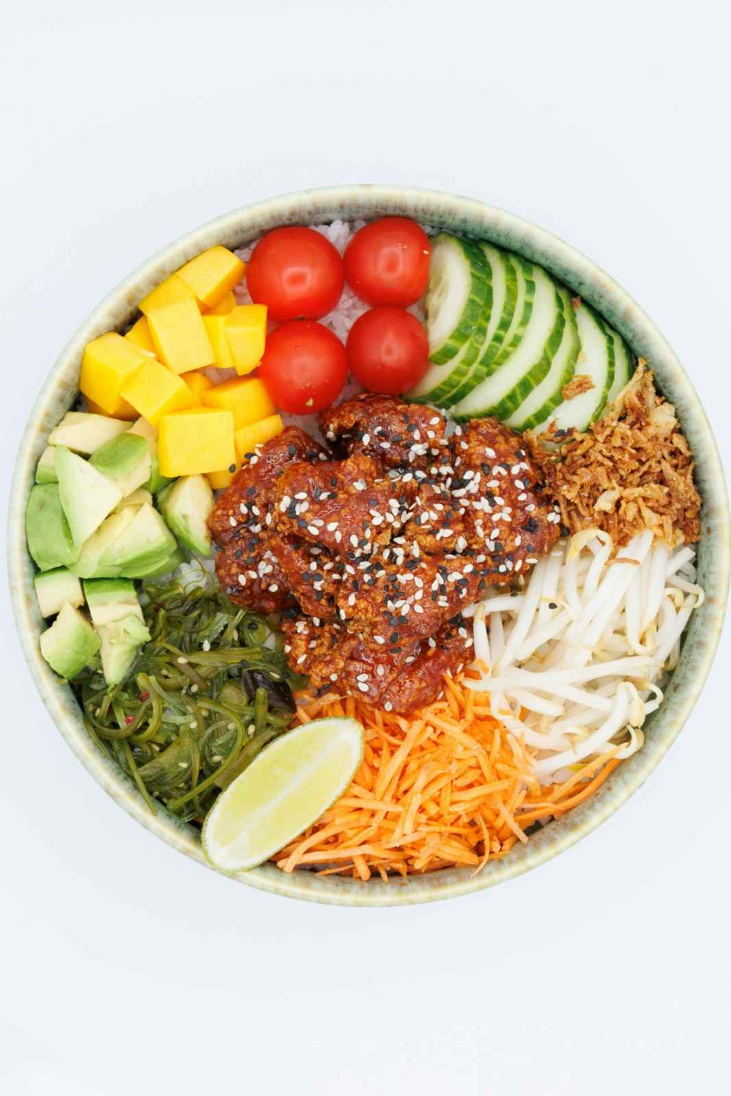 A bowl of mixed vegetables including shredded carrots and bean sprouts. A great bean sprout Substitute.