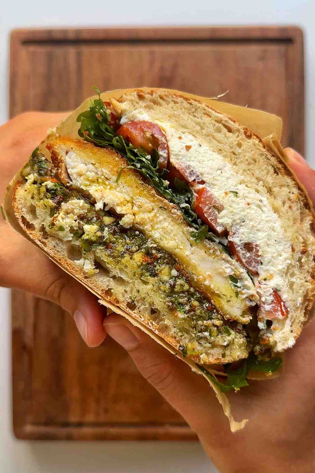 Cross section of summer sandwich.