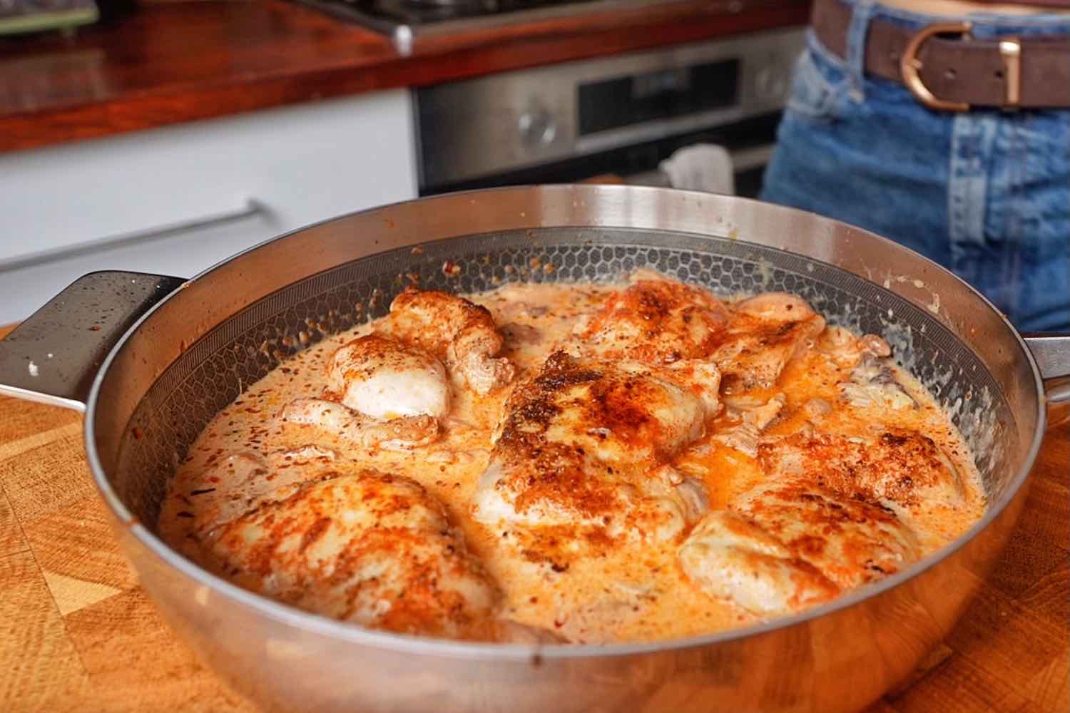 Marry me chicken rice dish before cooking.