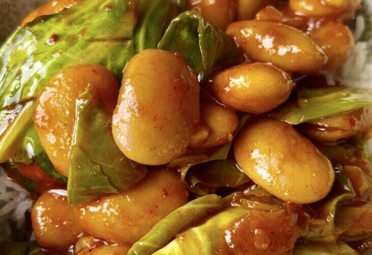 Korean butter bean salad, a great bruschetta topping.