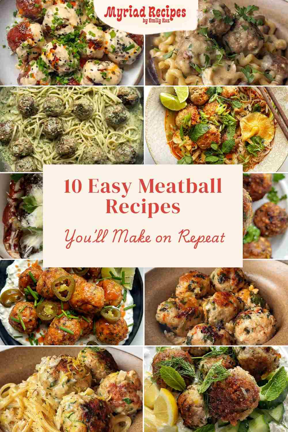 10 easy meatball recipes including Thai chicken meatballs, Greek keftedes and zucchini meatballs with spaghetti.
