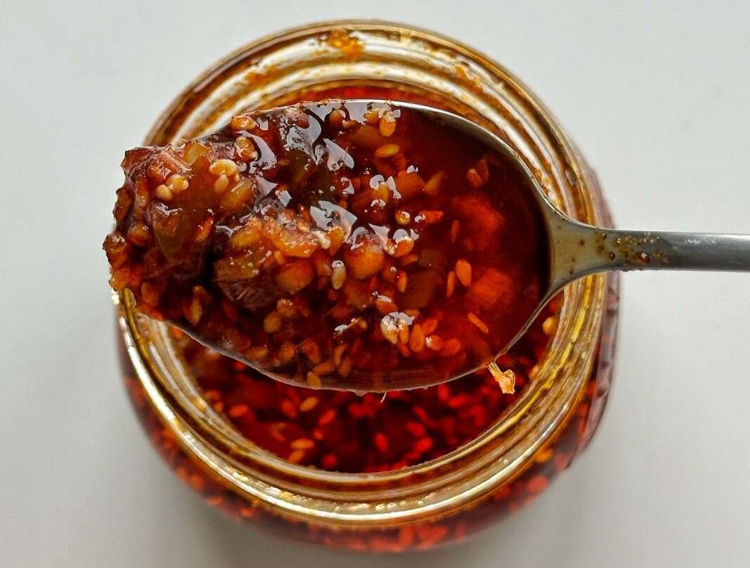 A spoonful of Vietnamese-inspired chili oil.