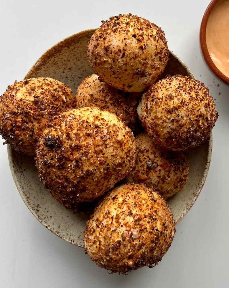 Golden 2-ingredient bread bites made with self-rising flour and Greek yogurt.