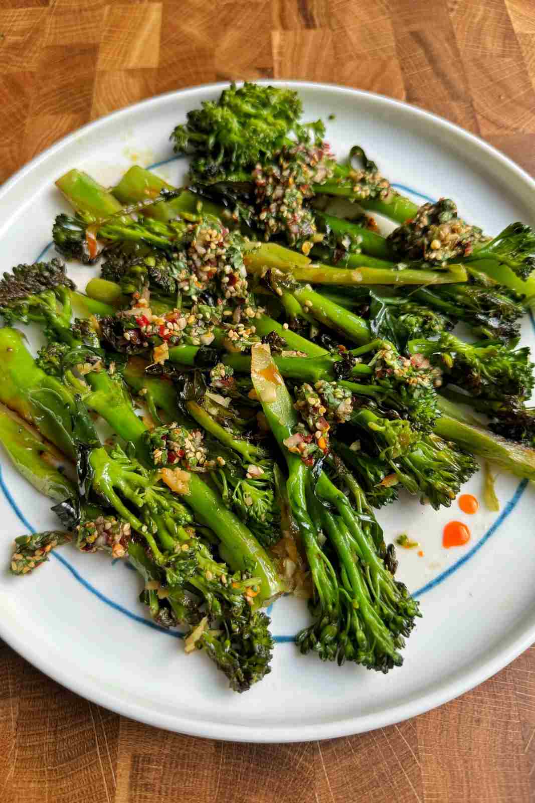 Stir-fried broccolini in a Thai-inspired sauce with cilantro, red onion and sesame seeds.